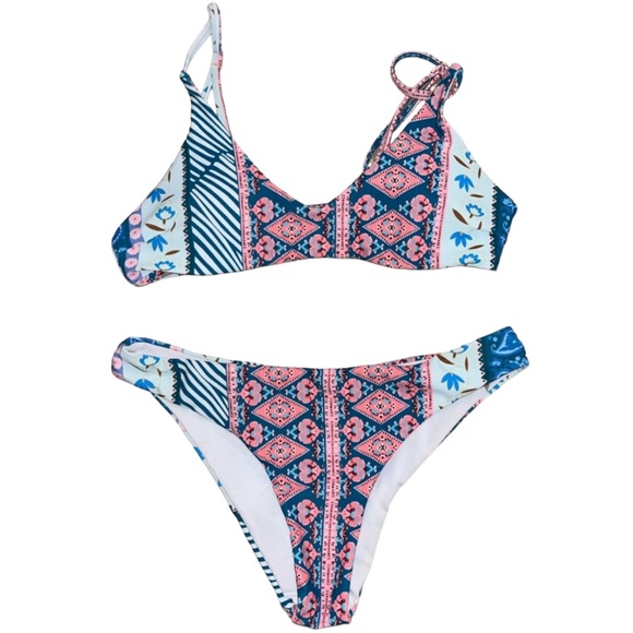 Zaful Other - Zaful Blue Pink Bohemian Bikini Sz S